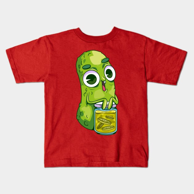 Pickle Cartoon Illustration Kids T-Shirt by Mako Design 